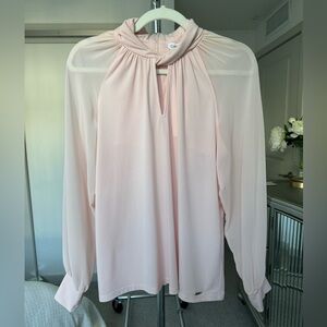 Calvin Klein Blush Pink Long Sheer Sleeve Blouse Size Medium New NWT